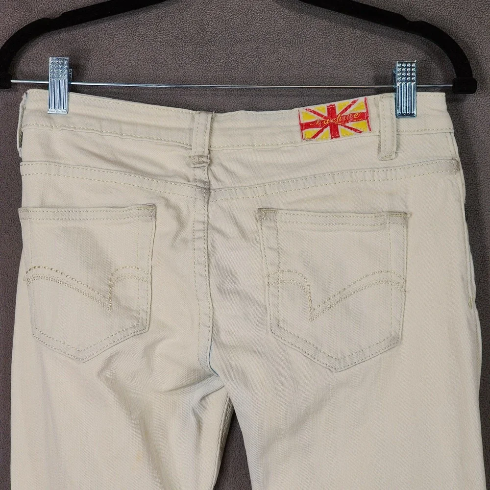 Machine Nouvelle Mode Jeans sz 27 Women Distress White Blue Stretch Faded Skinny